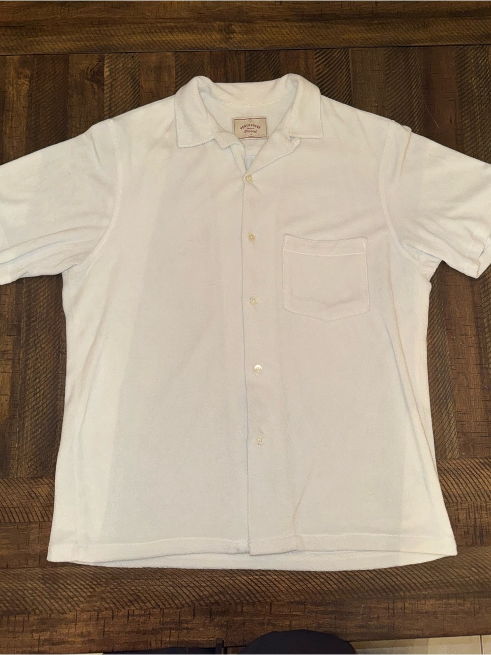 Portuguese Flannel - Men's White Short-Sleeve Button-Up Size L